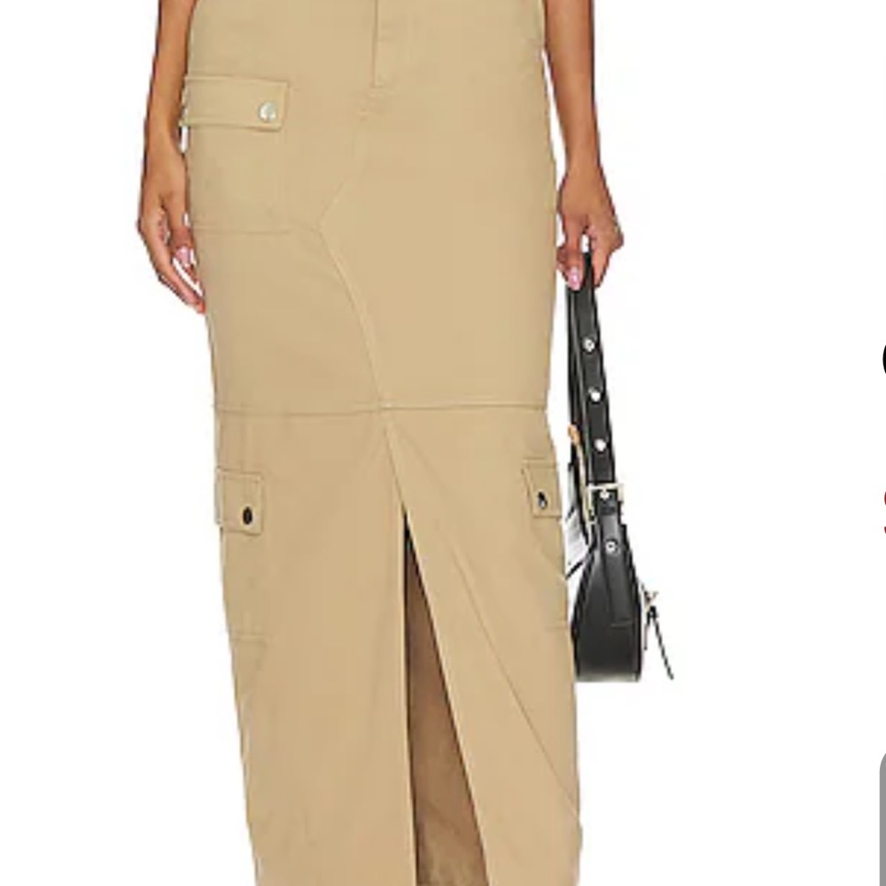 Lovers + Friends Tan Maxi Pencil Skirt with Slit